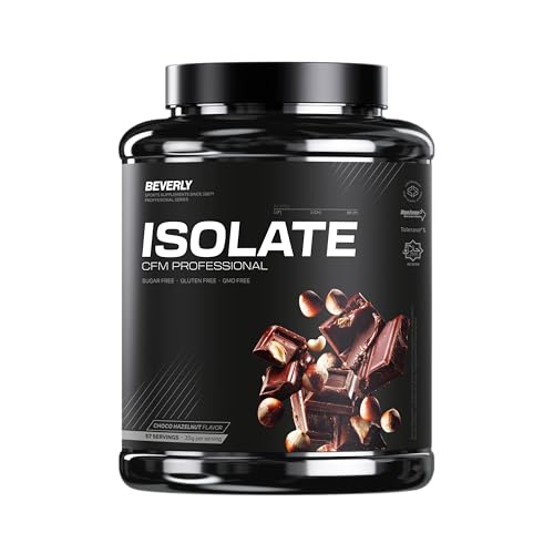 Beverly ISOLATE CFM – Proteína Aislada de Suero Premium (Whey Isolate) | 30 g Proteína | Baja en Lactosa y Sin Azúcares Añadidos | 58 Servicios | Desarrollo Muscular (2 Kg, Chocolate Avellana)