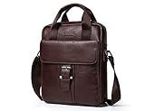 Contacts Mens Genuine Leather Crossbody Single-Shoulder Briefcase Messenger Bag Brown
