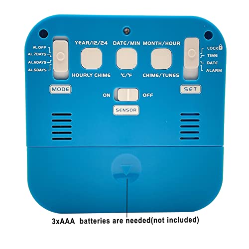 Talking Alarm Clock with Female Voice Broadcast, Smart Talking Clock with Hourly Chime Function, Low Vision Clock for The Blind Visually Impaired Seniors Elderly People (Blue Color)