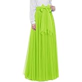 Women Maxi Long Tulle Skirt Floor Length with Bowknot High Waisted for Wedding Party Dress