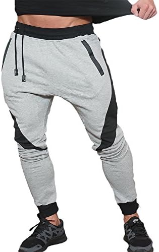 DIOTSRMen's Gym Workout Jogger Pants, Slim Fit Running Sweatpants for Men, Casual Track Pants with Zipper Pockets