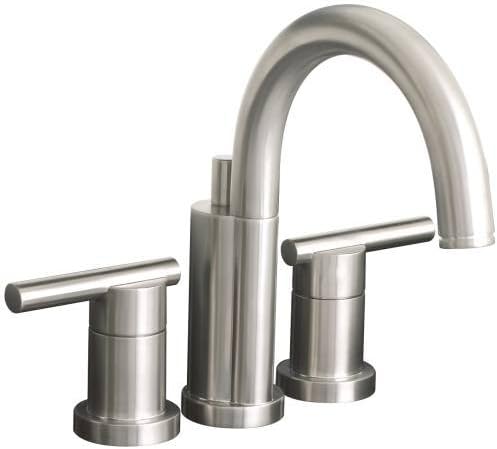 Premier Faucet 2495796 Mini-Widespread Lavatory Faucet with Lever Handles and Brass Pop-Up, 1.2 Gpm, Brushed Nickel