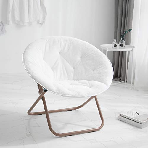 Urban Shop Super Soft Faux Fur Saucer Chair With Folding Metal Frame