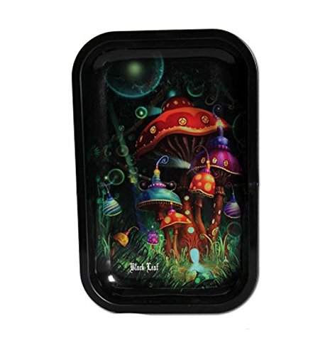 altrado Headshop Metal Rolling Tray 'Mushroom', Black - 180 x 140 x 16 mm