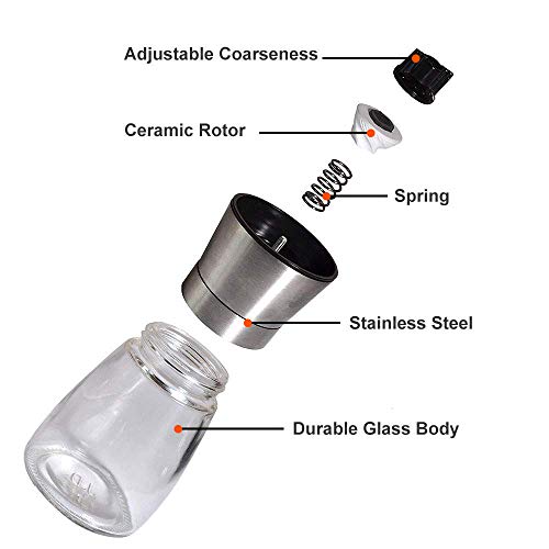 Ebaco Original Stainless Steel Salt or Pepper Grinder - Top Spice Mill with Ceramic Blades, Brushed Stainless Steel and Adjustable Coarseness By Pepper Grinder （Single Package） - Thumbnail 2