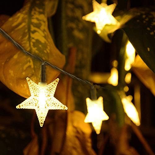 Grezea Solar Twinkle Star String Lights 50 LED 8 Modes Fairy Decorative