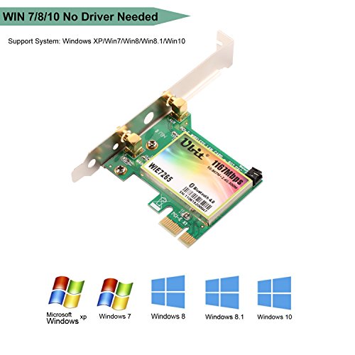 Wireless Network Card, Ubit Wireless WiFi Dual Band Gigabit Adapter, 867Mbps 2.4Ghz-300Mbps/5Ghz-867Mbps with High-gain Antenna Bluetooth 4.0 PCI-E Wireless WiFi Network Adapter - Thumbnail 7