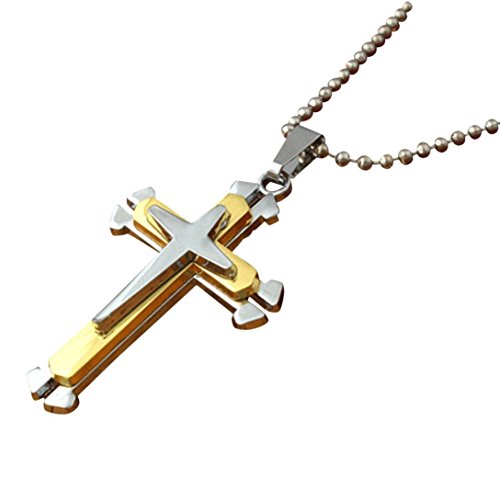 Clearance! WYTong Unisex Stainless Steel Pendant Necklace Cross Chain for Women Men Easter Gift (Gold)