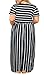 Nemidor Women Short Sleeve Loose Plain Casual Plus Size Long Maxi Dress with Pockets (Black Stripe, 22W)