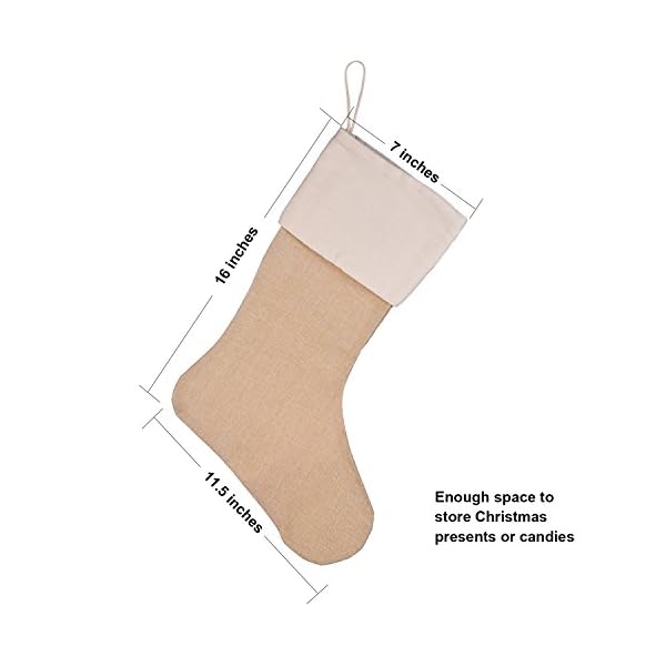 Sumind 6 Packs Burlap Christmas Stockings for Christmas Decorations or DIY (Flaxen) - Image 4