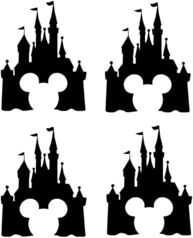 Hatcherabilia 6pk Fairytale Castle Mouse Face Vinyl Decal Sticker Black 10x7.5cm
