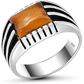 Natural Tiger Eye Stone Solid 925 Sterling Silver Special Design Elegant Ring for Men