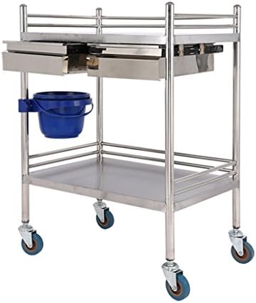 HAN Tool rack Stainless Steel Trolley - Medical Trolley Cart Change Medicine Instrument Vehicle Four-Wheel Beauty Salon Clinic with Double Double Drawer Durable (Size : 406086cm)