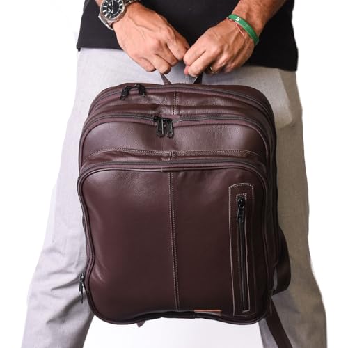 Mochila Couro Legítimo Natural Notebook Executiva Preto Masculina Premium Bisbel 44x33x18cm