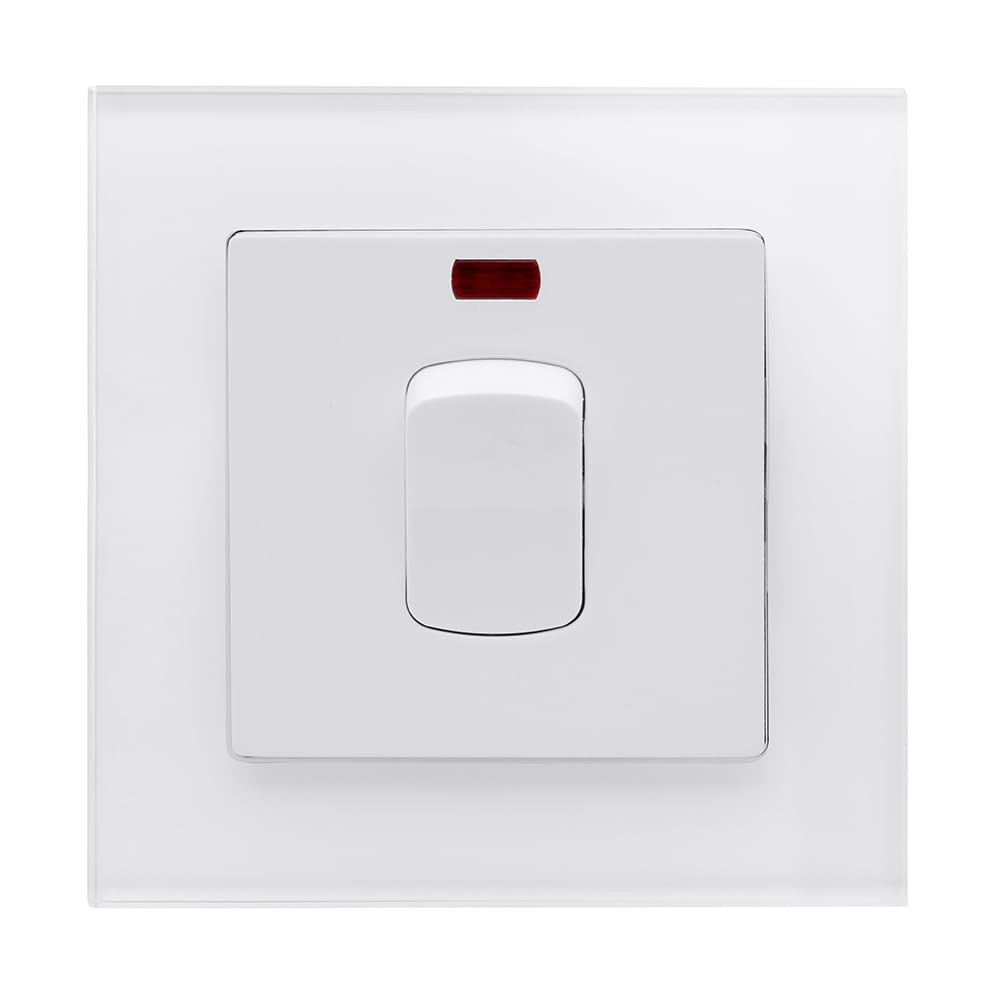 Retrotouch Crystal Glass 20A DP Switch with Neon in White