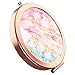 Imiao Makeup Mirror Rose Gold Compact Mirror Portable Hand Mirror Round Mini Pocket Mirror with 2 x 1x Magnification for Woman,Mother,Girls,Great Gift (Pink Marble)