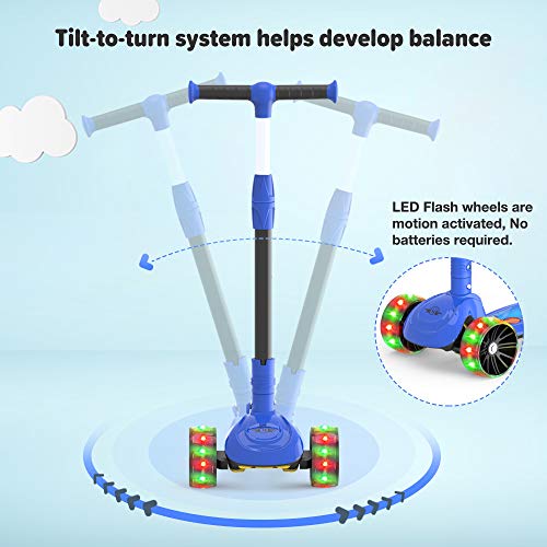 M MEGAWHEELS Monopattino 2 in 1 per Bambini a 3 Ruote, con Altezza Regolabile, Ruote con Illuminazione a LED per Bambini, blu2