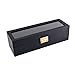 Caddy Bay Collection Compact Black Watch Case Storage Box With Glass Top Holds 5 Watches