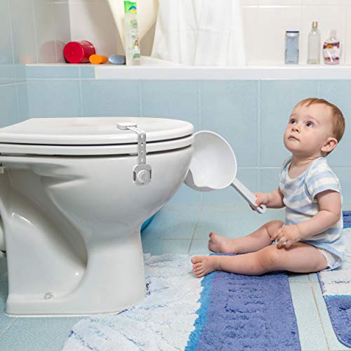ALMA Child Safety Locks Baby Proof Cabinet Drawer Oven Toilet Seat Fridge Door 3M Adhesive No Drill Strap Dual Action Lock Latch White