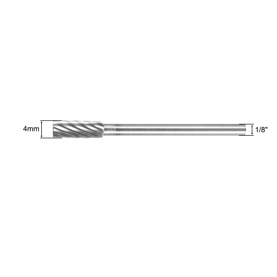 sourcing map Tungsten Carbide Rotary Files 1/8" Shank, Single Cut Top Toothed Cylinder Shape Rotary Tool 4mm Dia - Image 3