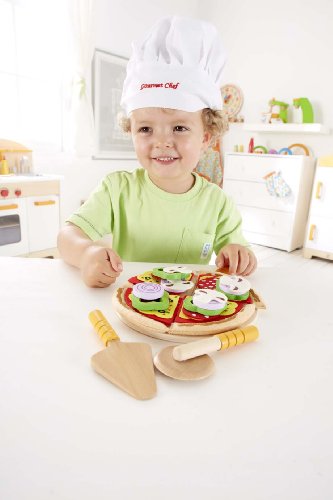 Hape Homemade Wooden Pizza Play Kitchen Food Set and Accessories