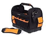 Internet’s Best Open Top Tool Bag | Ultra Rigid Frame Tote Tool Box | 22 Pocket Hard Utility Tool Bin | 16 Inch