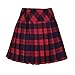 Women's Elastic Waist Plaid Pleated Skirt Tartan Skater School Uniform Mini Skirts (Medium, Series 5 red)