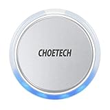 CHOETECH Wireless Charger, Aluminum Alloy Wireless Charging Pad Compatible iPhone Xs Max/XS/XR/X/8/8 Plus, Samsung Galaxy Note 10/S10/S10+/S10E/S9/S9+, New AirPods and More Qi-Enabled Phones(Silver)