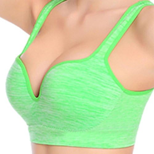 SgTaw Womens Fitness No Rims Yoga Sports Bra Padded Push Racerback Running Tank Top (S, Green)