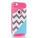iPhone 5 Case,iPhone 5S Case,LUOLNH [2in1] Heavy Duty Hybrid Hard Case for Apple Iphone 5/5s ,Blue Mint Teal and Coral Pink Split Chevron Design Cover ( Hot Pink)