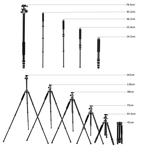 BONFOTO B671C Tripod Carbon Fiber Lightweight Portable Travel Compact Camera Tripod with 360 Degree Ball Head and Carrying Bag For Canon, Sony, Nikon, DSLR Cameras
