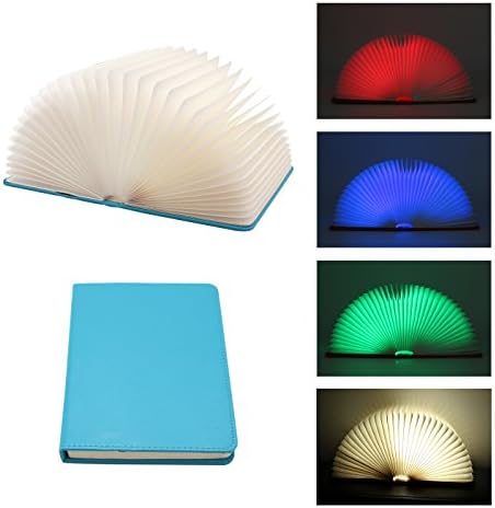 Led Night Light ,Foldable Pages Book Shape Table Lamp Bedside Lighting Portable Booklight Usb Rechargeable Home Novelty Decorative Gift for Students Girls (11Wx14.7Lx2.5H, blue)