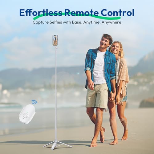 ULANZI TT88 Magnetic Tripod for iPhone, 57" Extendable Selfie Stick with Remote, 2-in-1 Phone Clip & Dual Cold Shoe Mounts-Lightweight Phone Tripod Stand for Vlogging, Travel, Video Recording (White)