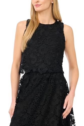 CeCe Sleeveless LACE TOP Rich Black
