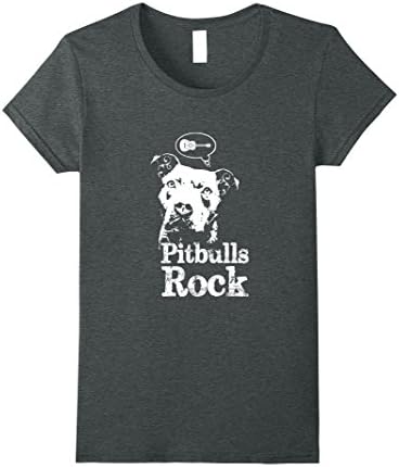 Womens Guitarist Dog Tees: Pitbulls Rock T-Shirt Medium Dark Heather