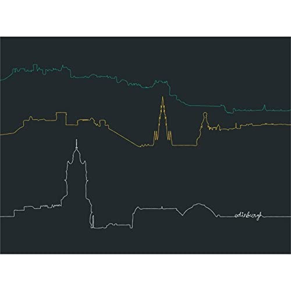 Wee Blue Coo Edinburgh Scotland Cityscape Skyline Line Drawing Canvas Art Print