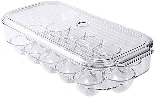 SANNO Fridge Egg Holder Stackable Egg Storage Box Coverd Egg Tray Egg Organizer Container Bins With Lid For Refrigerator Kitchen Cabinet Portable Egg Case 1 PC (Transparent)