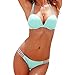 Women's Sexy 2 Pieces Bikini Push up Padded Swimsuit Swimwear Set (Light Blue)