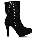 DADAWEN Women's Suede High Heel Side Zipper Ankle Booties Black US Size 10