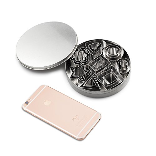 Metal Cookie Cutters Set -Spring & Easter Cookie Cutters/Mini Geometric Shapes Cookie Cutters, Round Mini Cookie Cutters/Vegetable Donuts Shape Cutters (24 Pcs Mini Cookie Cutters) - Thumbnail 4