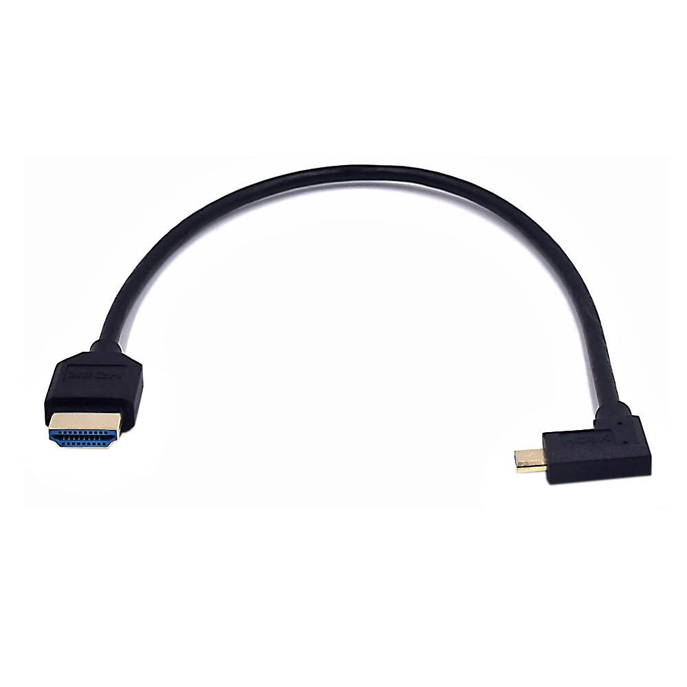 Photo 1 of Kework 1ft Micro HDMI to HDMI 8K Cable, 2.1 Version 48Gpbs Left Angle Micro HDMI Male to Straight HDMI Male UHD 3D Cable for Xbox PS4 PS5 TV Switch, 8K@60Hz