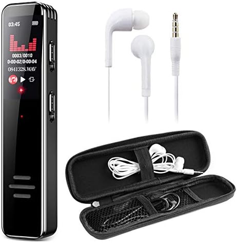 Transportable Digital Voice Recorder, Voice Activated Recorder, Stereo HD Audio Recording System with Noise Discount, Coloration Display, Twin Microphones, for Lectures/Conferences/Class + Arduous Carrying Case