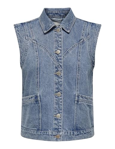 ONLY OnLKENNEDY Gilet en jean pour femme, denim bleu médium, M