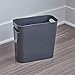 InterDesign Una Rectangular Trash Can with Handles, Waste Basket Garbage Can for Bathroom, Bedroom, Home Office, Dorm, College, 12-Inch, Charcoal Gray