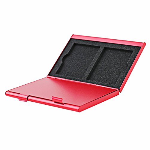 Foto&Tech RED Aluminum Memory Card Carrying Case 4 Slots for Compact Flash Card Lexar SanDIsk Kingston Sony