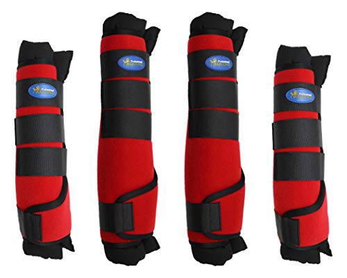 Professional Equine Horse Horse 4-Pack Leg Care Stable Shipping Neoprene Boot Wraps Red 4108RD