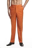 CONCITOR Men's Dress Pants Trousers Flat Front Slacks ORANGE