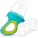 HAOBAOBEI Breastmilk Popsicle Molds, Baby Fruit Feeder, Baby Food Feeder Tray Storage Containers, Silicone Pacifier for Baby Teething Relief (Candy Blue + Pineapple)