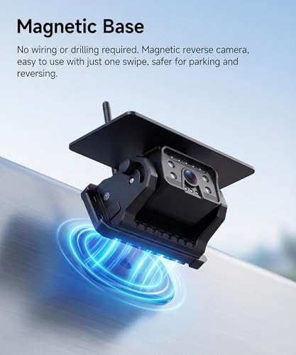 Rimoody WiFi Solaire Caméra de Recul sans Fil Caméra de Recul Magnétique avec Batterie 10000mAh & Recharge Type C, 7 Pouces IPS Écran IP69 Étanche Vision Nocturne pour Camion/Bus/Caravane/Camping Car