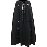 Botenwall Women's Goth High Waist Long Flowy Skirts Y2k Summer Fairy Maxi Skirts Black Ruffle Skirt Grunge Punk Skirt